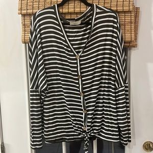 Stripped button down tie shirt